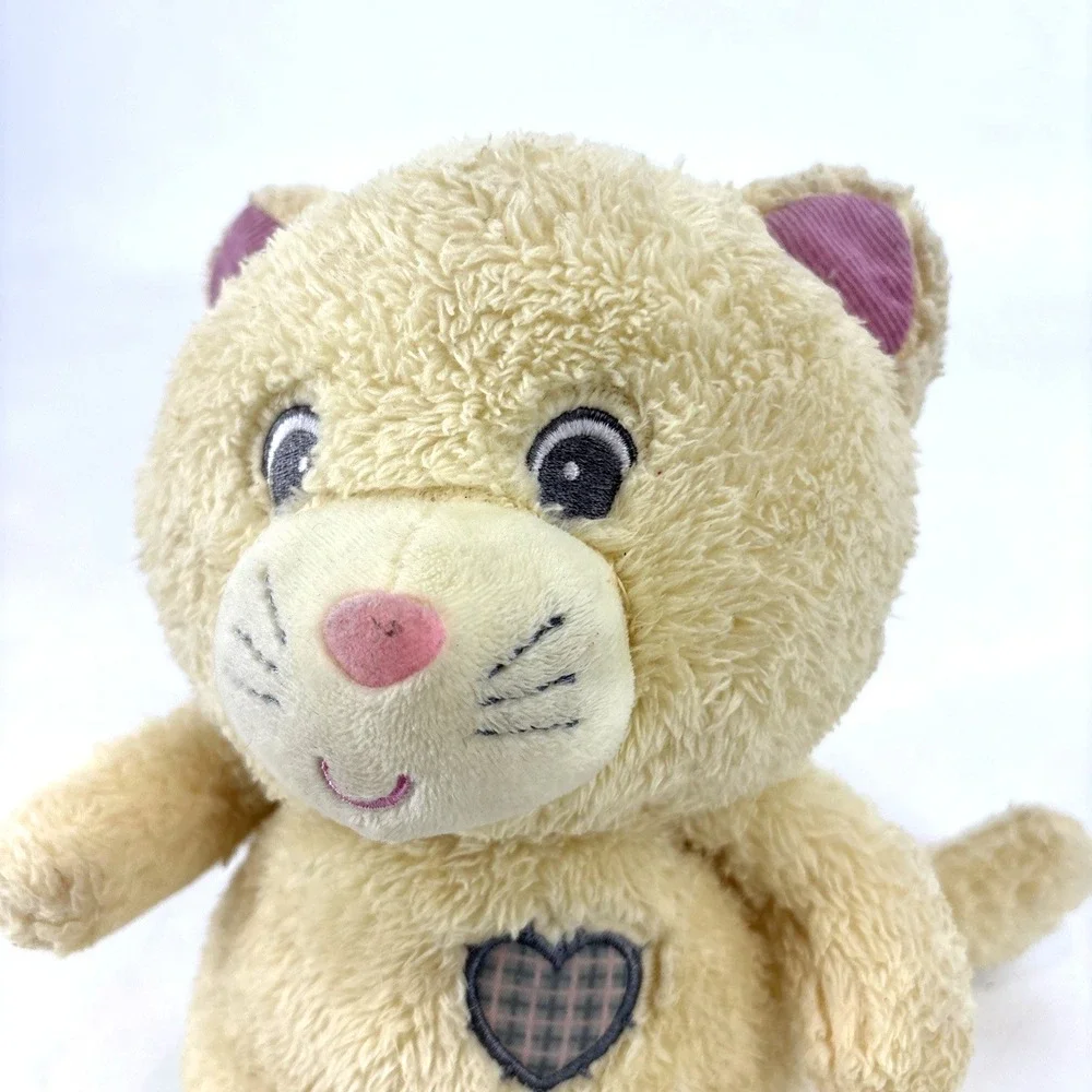 First & Main Yellow Kitty Cat Plush Lovey Plaid Heart Tender Friend‎ Ashley